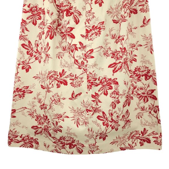 Eddie Bauer Floral Print Straight Pencil Skirt Womens Size 6 Cotton Tan Burgundy - Picture 11 of 11